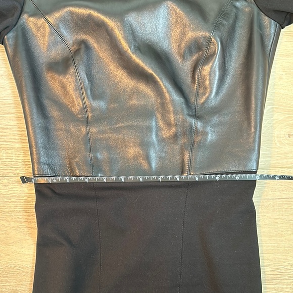 Helmut Lang Black Leather Combo Dress Long Sleeve Night Out - Picture 9 of 10